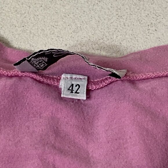 Loro Piani Top Womens 42 US 8 Pink Cuffed Short Sleeve V Neck Made In Italy - Picture 4 of 9